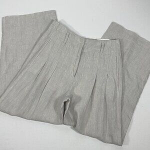 Wide Leg Chico's Beige 100% Linen Pleated Trousers Size 6R
